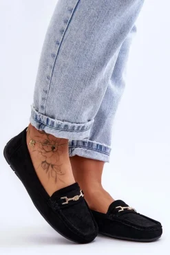 Boto Mokasyny Damskie Zamszowe*Damskie Klasyczne Zamszowe Mokasyny Czarne Corinell