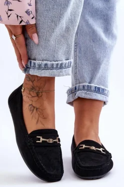 Boto Mokasyny Damskie Zamszowe*Damskie Klasyczne Zamszowe Mokasyny Czarne Corinell