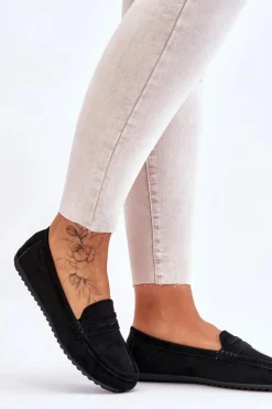 Sale Boto Damskie Klasyczne Zamszowe Mokasyny Czarne Ivana