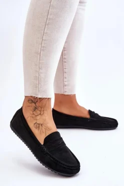 Sale Boto Damskie Klasyczne Zamszowe Mokasyny Czarne Ivana