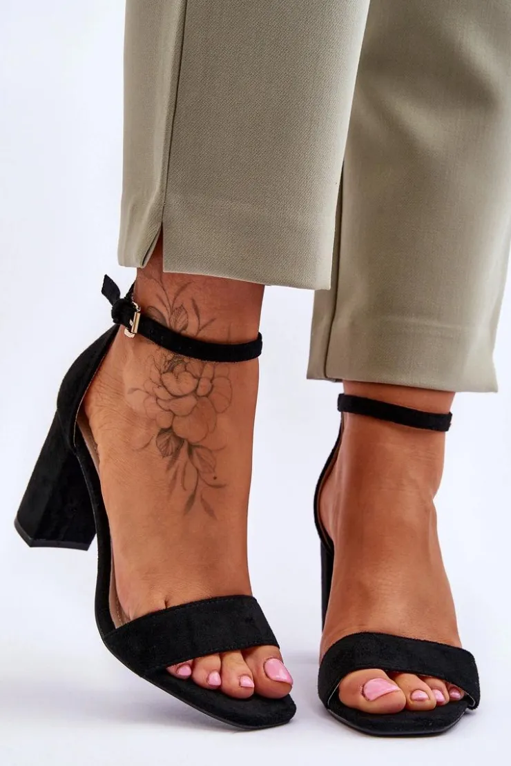 Damskie Evento Damskie Klasyczne Zamszowe Sandały Czarne Passo