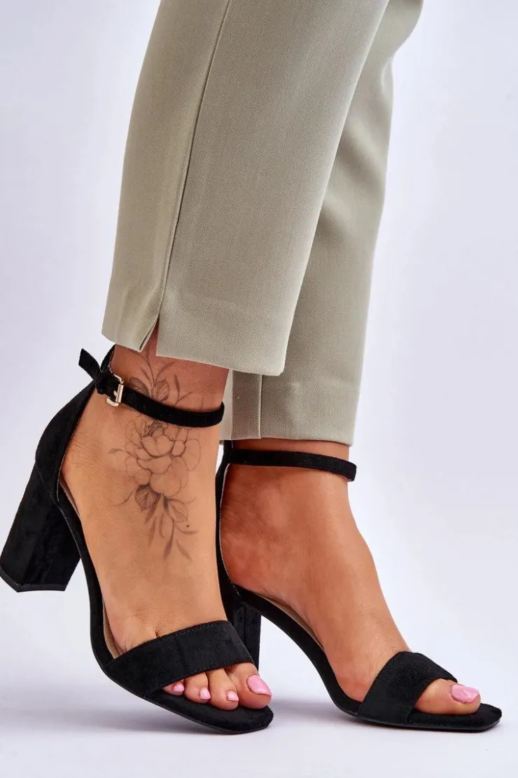 Damskie Evento Damskie Klasyczne Zamszowe Sandały Czarne Passo