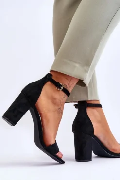 Damskie Evento Damskie Klasyczne Zamszowe Sandały Czarne Passo