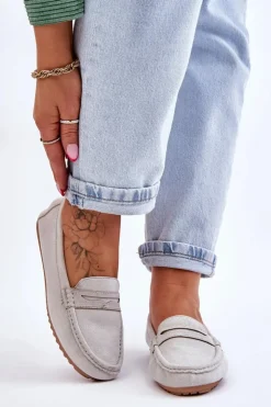 Damskie Boto Damskie Klasyczne Zamszowe Mokasyny Szare Ivana