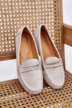 Damskie Boto Damskie Klasyczne Zamszowe Mokasyny Szare Ivana