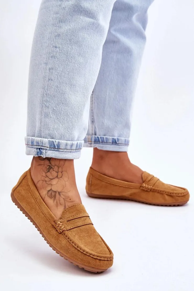 Sale Boto Damskie Klasyczne Zamszowe Mokasyny Camel Ivana