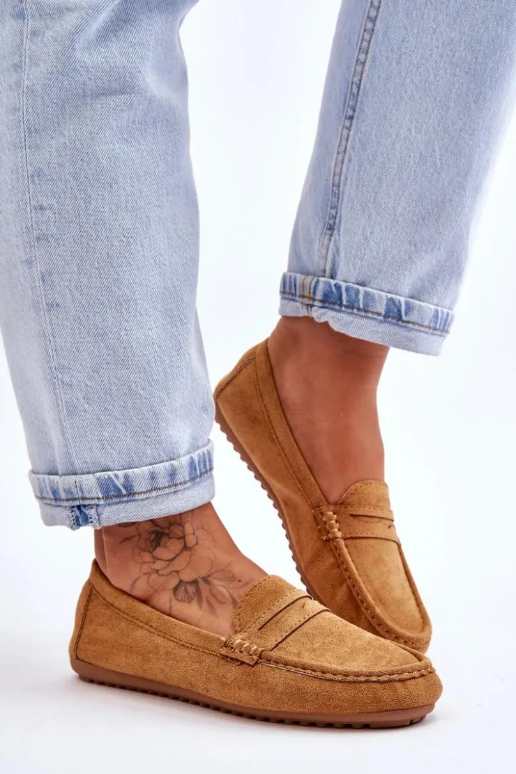 Sale Boto Damskie Klasyczne Zamszowe Mokasyny Camel Ivana
