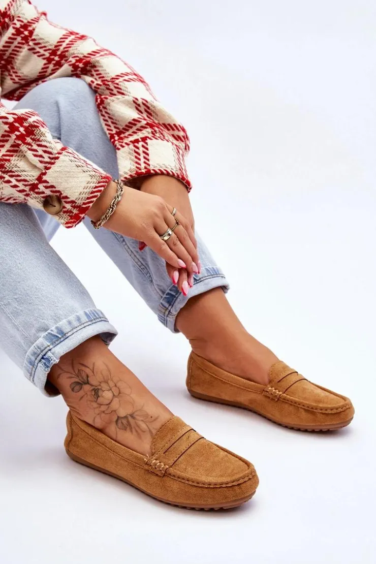 Sale Boto Damskie Klasyczne Zamszowe Mokasyny Camel Ivana