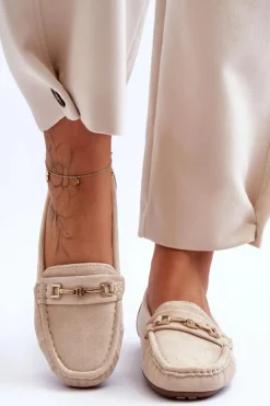 Boto Loafersy Damskie|Mokasyny Damskie Zamszowe*Damskie Klasyczne Zamszowe Mokasyny Beżowe Corinell Beżowy