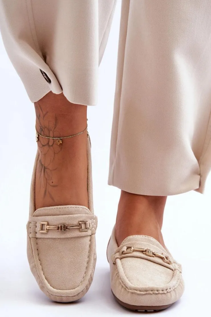 Boto Loafersy Damskie|Mokasyny Damskie Zamszowe*Damskie Klasyczne Zamszowe Mokasyny Beżowe Corinell Beżowy