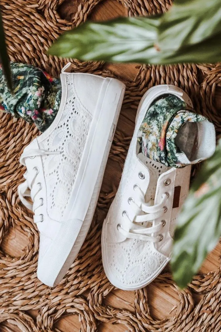 Damskie Big Star Shoes Damskie Koronkowe Tenisówki BIG STAR W274925 Białe