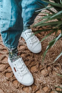 Damskie Big Star Shoes Damskie Koronkowe Tenisówki BIG STAR W274925 Białe