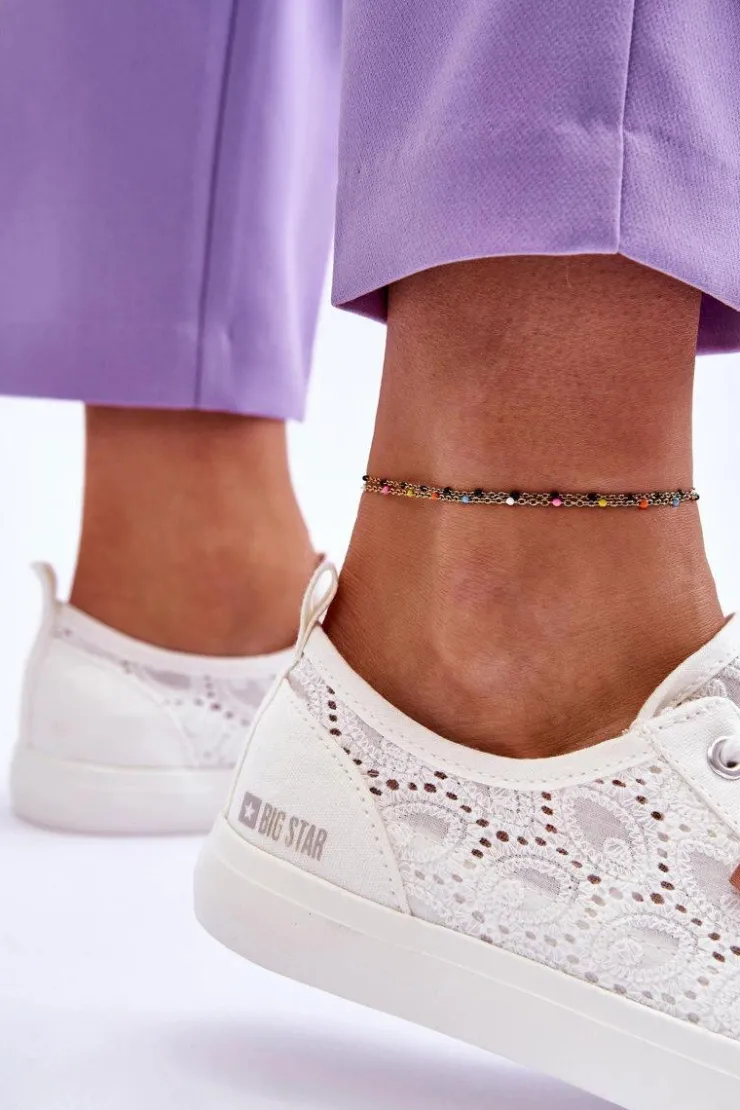 Damskie Big Star Shoes Damskie Koronkowe Tenisówki BIG STAR W274925 Białe