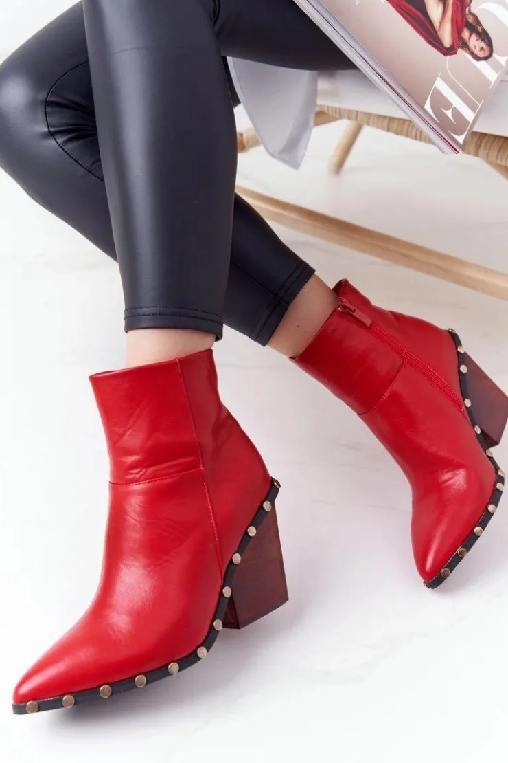 Clearance Boto Damskie Kowbojskie Botki Na Obcasie Lu Boo Czerwone