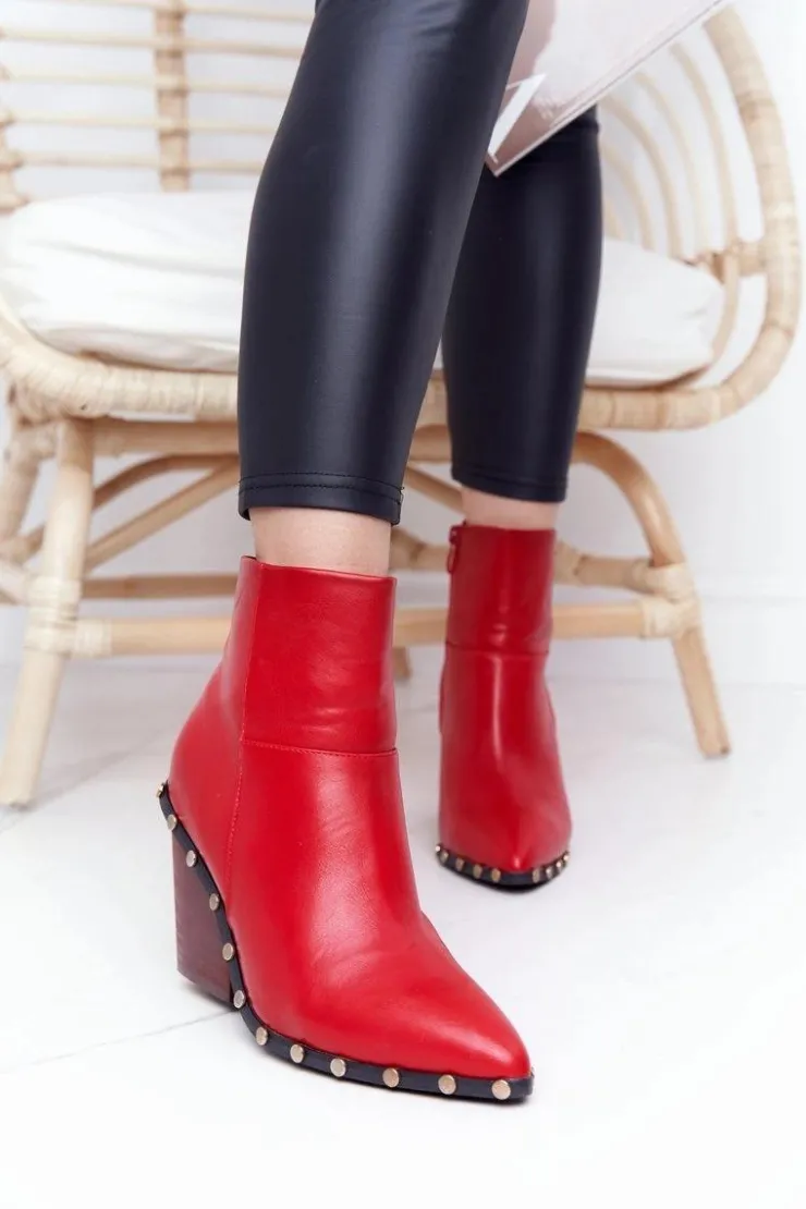 Clearance Boto Damskie Kowbojskie Botki Na Obcasie Lu Boo Czerwone