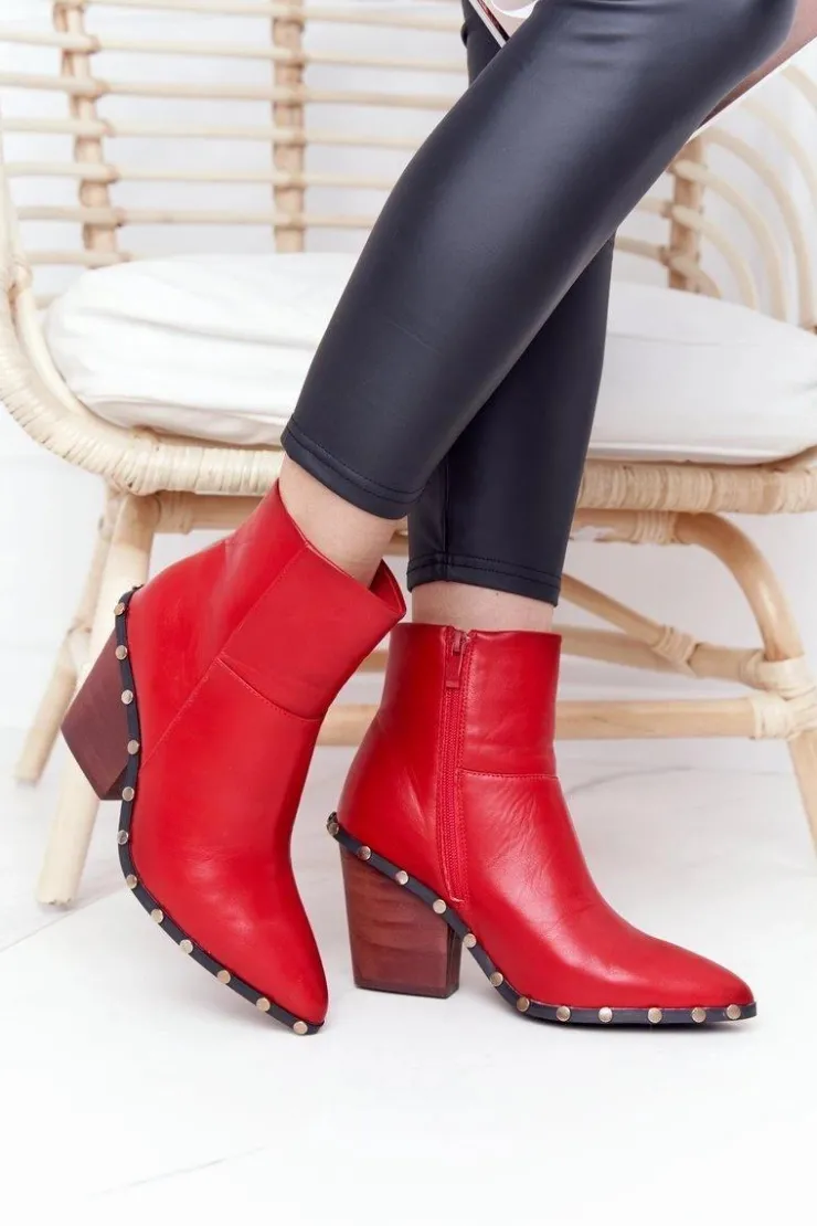 Clearance Boto Damskie Kowbojskie Botki Na Obcasie Lu Boo Czerwone