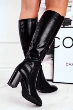 Best Buty Sergio Leone Damskie kozaki do kolana Sergio Leone czarne KZ278