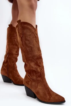 Damskie Boto Damskie Kozaki Kowbojki Na Słupku Camel Sloana