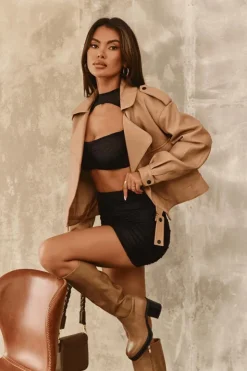 Boto Kozaki Przed Kolano|Kozaki Na Obcasie*Damskie Kozaki Ocieplane Na Słupku Ciemnobeżowe Theisen