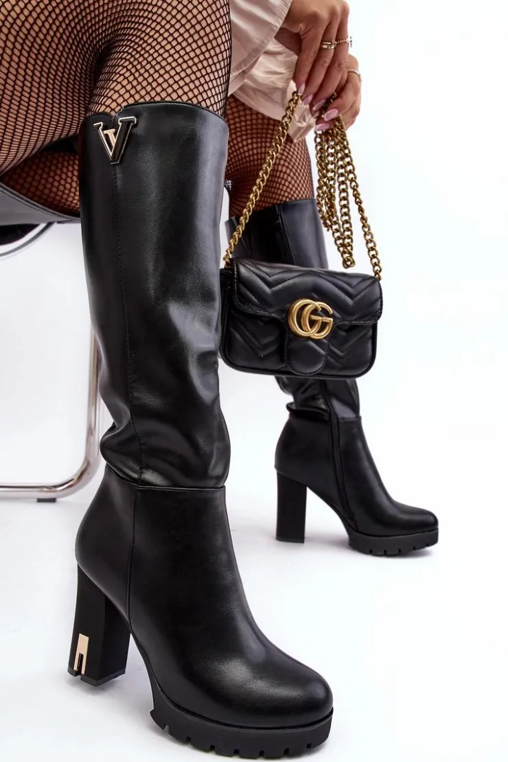 Boto Kozaki Przed Kolano|Kozaki Na Obcasie*Damskie Kozaki Przed Kolano Na Słupku Czarne Ceesina