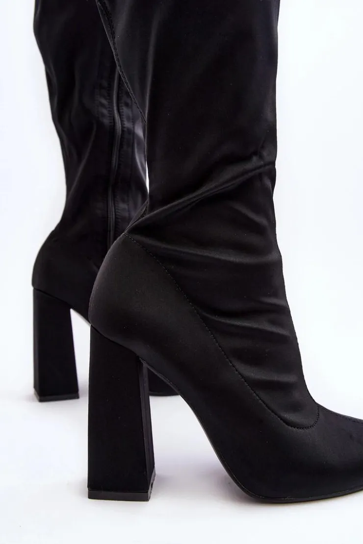 Boto Kozaki Przed Kolano|Kozaki Na Obcasie*Damskie Kozaki Przed Kolano Na Słupku Czarne Fatuma