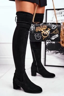 Damskie Buty Sergio Leone Damskie kozaki Sergio Leone lycra czarne KZ281