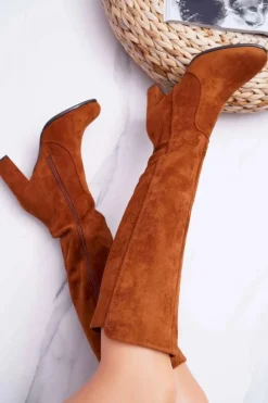 Buty Sergio Leone Kozaki Na Obcasie|Kozaki Zamszowe*Damskie Kozaki Sergio Leone Zamszowe Camel KZ275