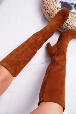 Buty Sergio Leone Kozaki Na Obcasie|Kozaki Zamszowe*Damskie Kozaki Sergio Leone Zamszowe Camel KZ275