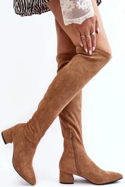 Boto Muszkieterki|Kozaki Za Kolano*Damskie Kozaki Za Kolano Na Niskim Obcasie Camel Maidna
