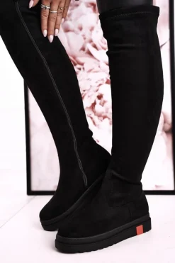 Boto Kozaki Płaskie|Kozaki Zamszowe*Damskie Kozaki Za Kolano Zamszowe Czarne Gracelyn