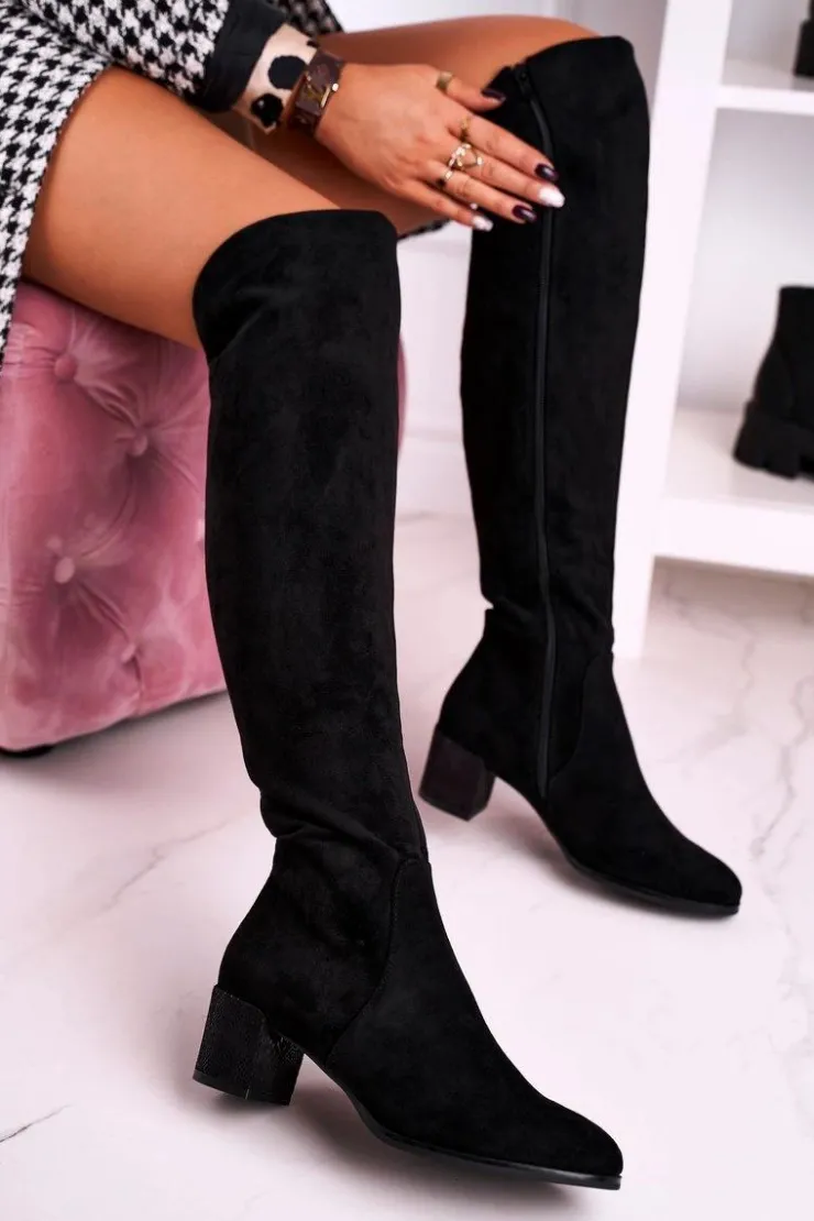 Damskie Buty Sergio Leone Damskie kozaki zamszowe Sergio Leone czarne KZ299