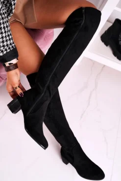 Damskie Buty Sergio Leone Damskie kozaki zamszowe Sergio Leone czarne KZ299