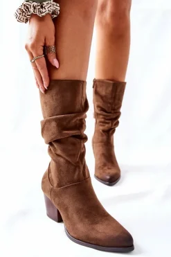 Damskie Buty damskie Vinceza Damskie Kozaki Zamszowe Vinceza 58597 Brązowe