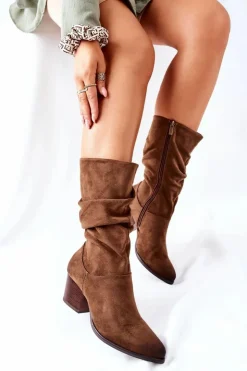 Damskie Buty damskie Vinceza Damskie Kozaki Zamszowe Vinceza 58597 Brązowe