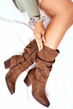 Damskie Buty damskie Vinceza Damskie Kozaki Zamszowe Vinceza 58597 Brązowe