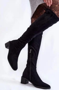 Damskie Buty damskie Vinceza Damskie Kozaki Zamszowe Za Kolano Czarne Hessa