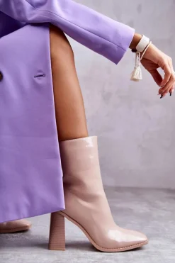 Boto Kozaki Przed Kolano|Kozaki Na Obcasie*Damskie Lakierowane Botki Kozaki Beżowe Margit Beżowy