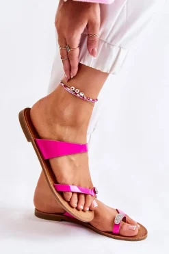 Damskie Boto Damskie Lakierowane Klapki Japonki Fuksja Jimena