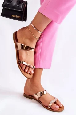 Damskie Boto Damskie Lakierowane Klapki Japonki Różowe Złoto Jimena