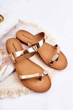 Damskie Boto Damskie Lakierowane Klapki Japonki Różowe Złoto Jimena