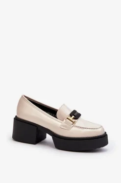 Damskie Buty damskie Vinceza Damskie Lakierowane Mokasyny Na Masywnym Obcasie Jasnobeżowe Ridulvi