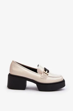 Damskie Buty damskie Vinceza Damskie Lakierowane Mokasyny Na Masywnym Obcasie Jasnobeżowe Ridulvi