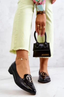 Damskie Boto Damskie Lakierowane Mokasyny Lordsy Nicole 2712/035 Czarne