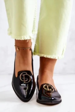 Damskie Boto Damskie Lakierowane Mokasyny Lordsy Nicole 2712/035 Czarne