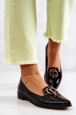 Damskie Boto Damskie Lakierowane Mokasyny Lordsy Nicole 2712/035 Czarne