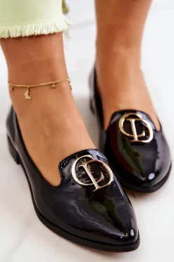 Damskie Boto Damskie Lakierowane Mokasyny Lordsy Nicole 2712/035 Czarne