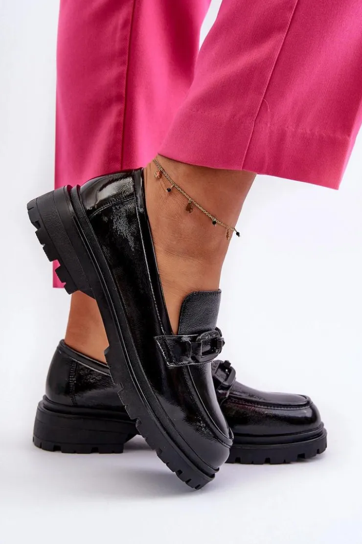 Damskie Buty damskie Vinceza Damskie Lakierowane Mokasyny Ze Skóry Naturalnej Czarne Imbleria