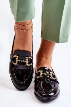 Boto Mokasyny Damskie Lakierowane*Damskie Lakierowane Mokasyny Czarne Coriso