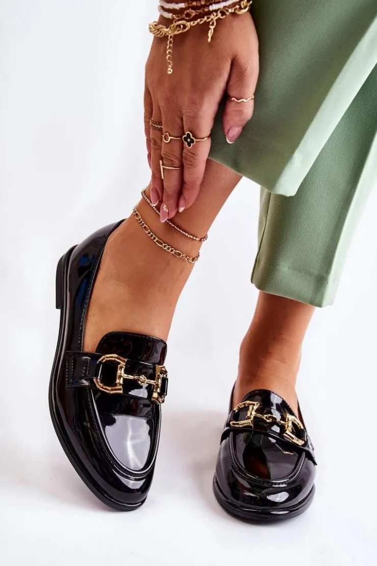 Boto Mokasyny Damskie Lakierowane*Damskie Lakierowane Mokasyny Czarne Coriso