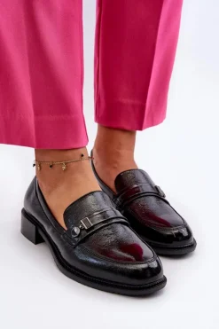 Outlet Buty damskie Vinceza Damskie Lakierowane Mokasyny Czarne Nerilaja Czarny